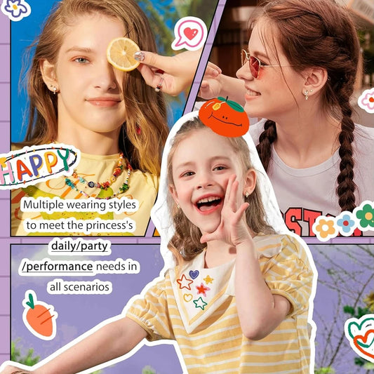 Bobisty 1Pair Hypoallergenic Screw Back Stud Hoop Earrings for Women Surgical Steel 14K Gold Plated Cute Heart CZ Flower Earring