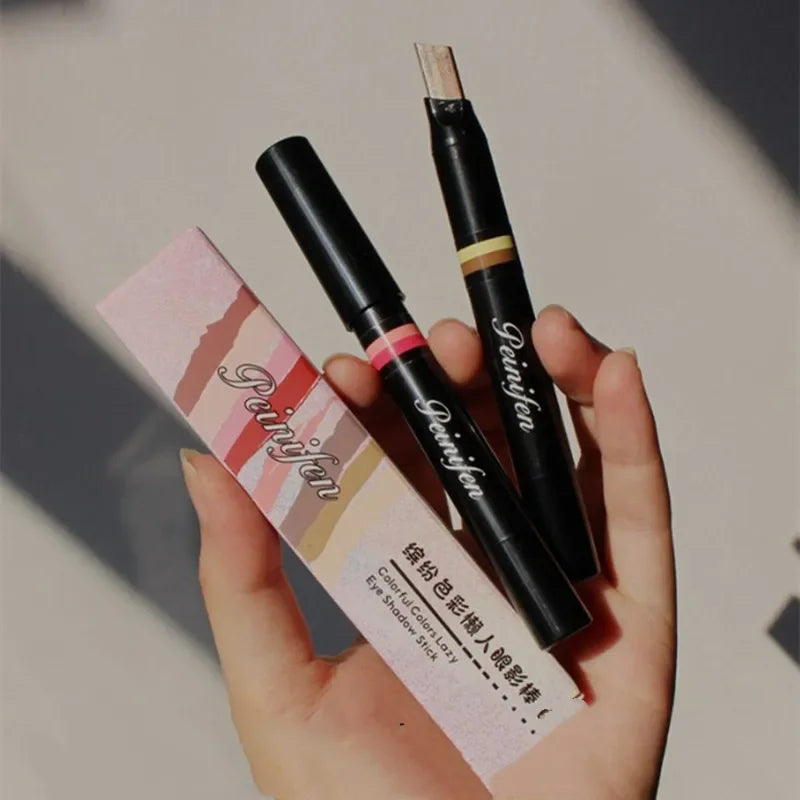 Double Color Eyeshadow Stick Gradient Shimmer Color Eye Shadow Cream Pen Eye Makeup Cosmetic Eyeshadow Stick Korean Makeup