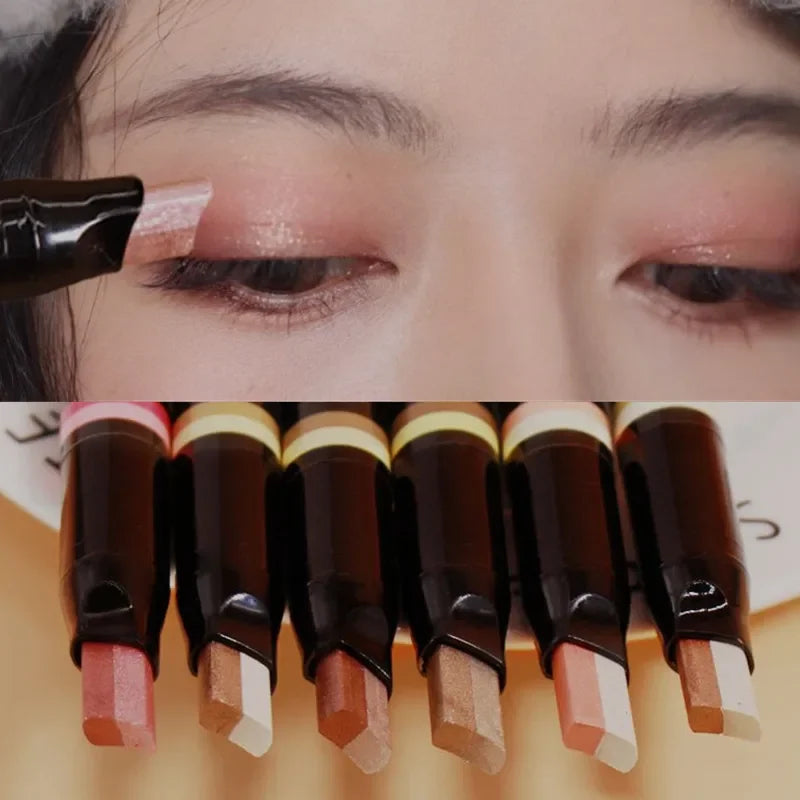 Double Color Eyeshadow Stick Gradient Shimmer Color Eye Shadow Cream Pen Eye Makeup Cosmetic Eyeshadow Stick Korean Makeup