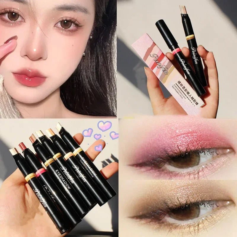 Double Color Eyeshadow Stick Gradient Shimmer Color Eye Shadow Cream Pen Eye Makeup Cosmetic Eyeshadow Stick Korean Makeup