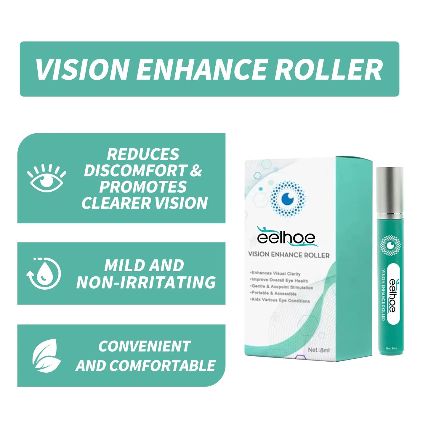 Eelhoe Eye Vision Enhance Roller Serum Relieve Dry Improve Eye Fatigue Keep Health Reduce Discomfort Adults Lutein Eyes Care Oil