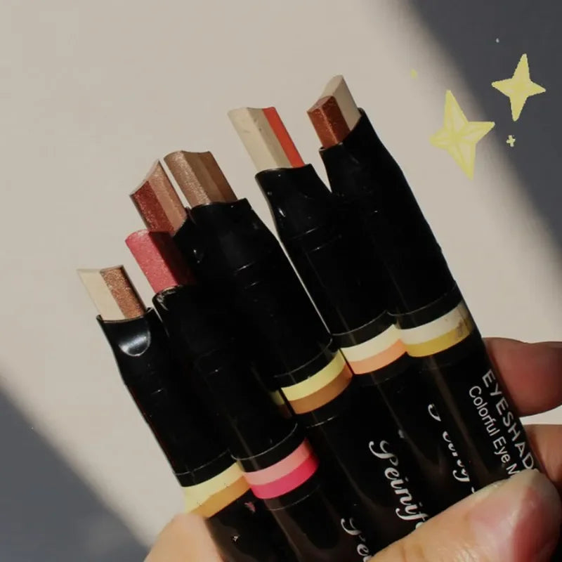 Double Color Eyeshadow Stick Gradient Shimmer Color Eye Shadow Cream Pen Eye Makeup Cosmetic Eyeshadow Stick Korean Makeup